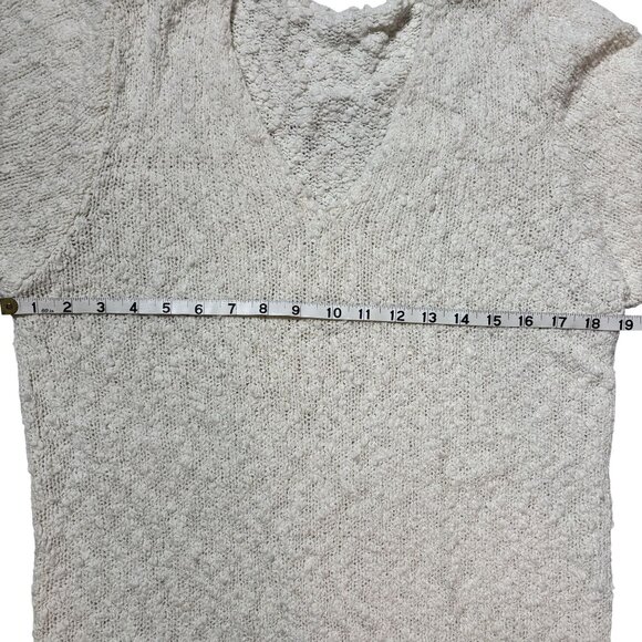 Womens M Cream Textured Knit V-Neck Dress With 3/4 Sleeves & Relaxed Fit - Picture 8 of 10